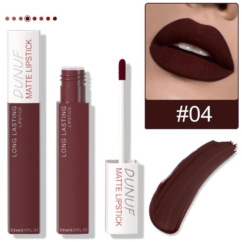 DUNUF 8-Color Matte Waterproof Long-Lasting Lip Gloss - Long-Lasting, Highly Color-Rich, Transfer-Resistant, Velvet Lip Tint